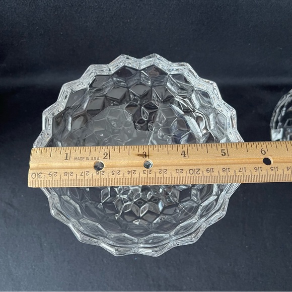 Fostoria Footed Covered Candy Dish - American - Vintage - Cube Motif - Picture 6 of 8